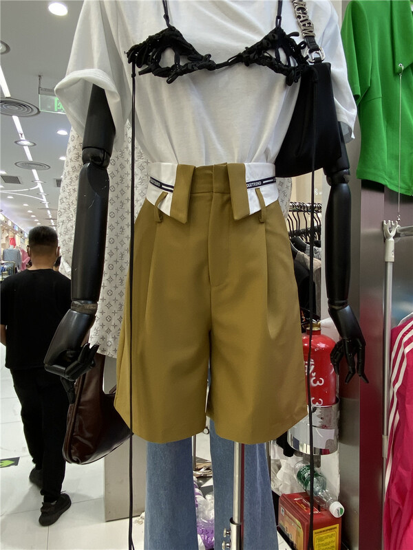 [e.su] waist curling design five point trousers (only selling trousers) 3826# ozq
