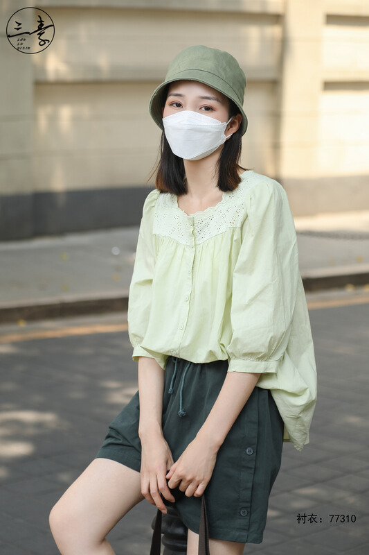 [original of three plain clothes] simple temperament lace shirt 77310# XYJ