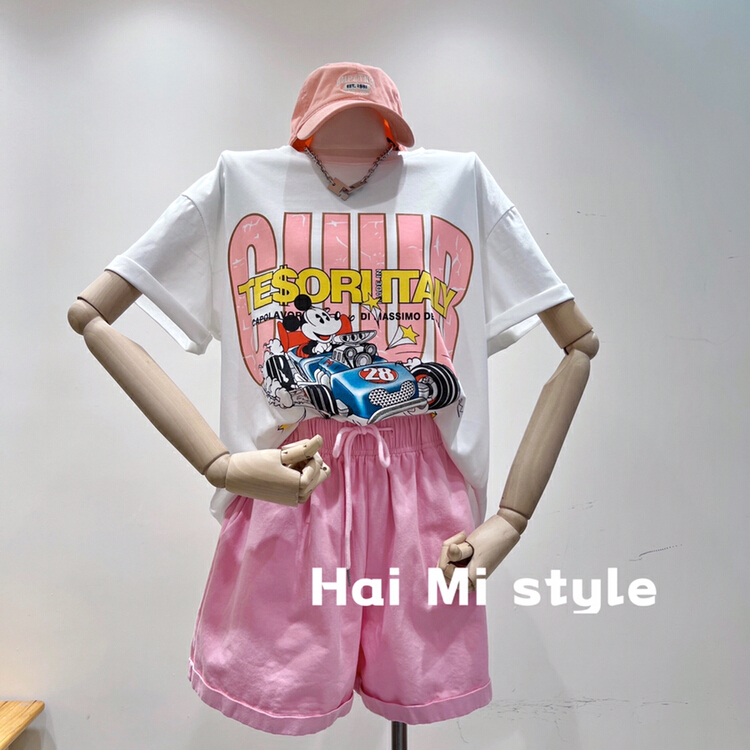 [Haimi] Korean Mickey print digital short sleeve T-shirt 1839# WTT