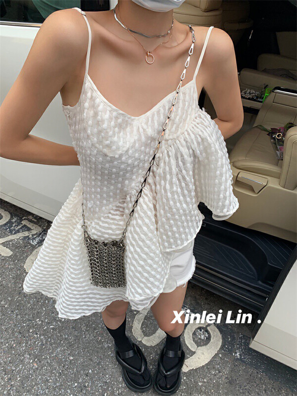 goods in stock! [x · h studio] irregular design feeling backless suspender shirt 7932# ozq