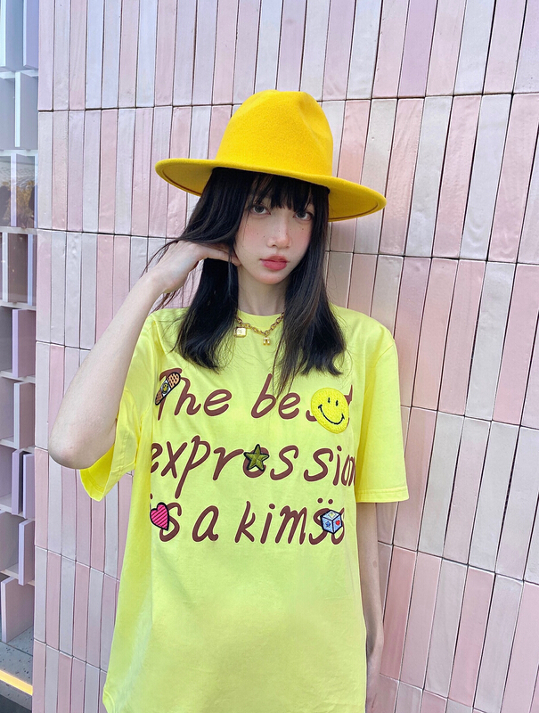 [YT] niche design cute smiling face short sleeve T-shirt t51282# PCZ