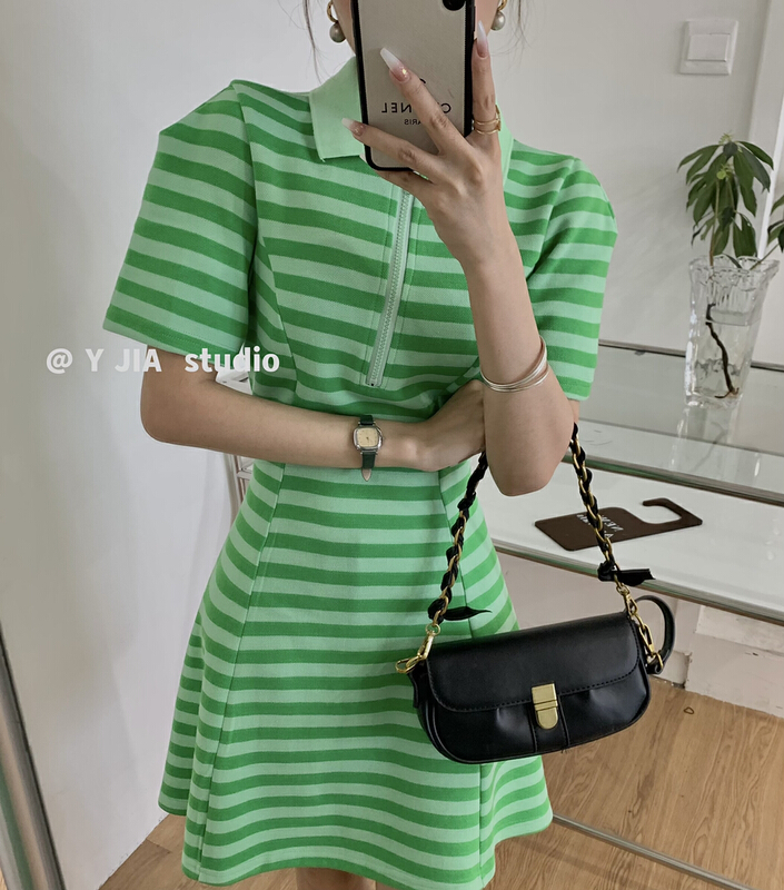 [y.jia Yijia] Korean casual stripe dress ys1-3356# PCZ