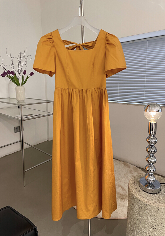 [lemon tree] Korean solid color Pleated Dress 66313# XYY