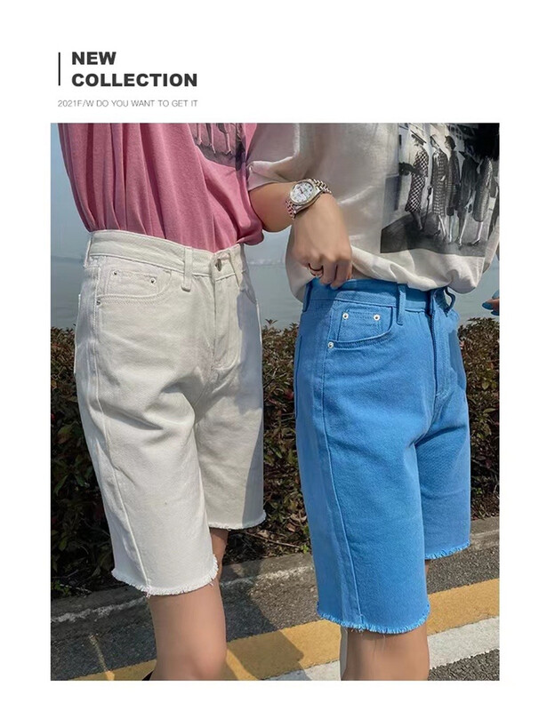 [clothes and jeans] Korean casual solid color 5-point denim shorts 83002# hjy