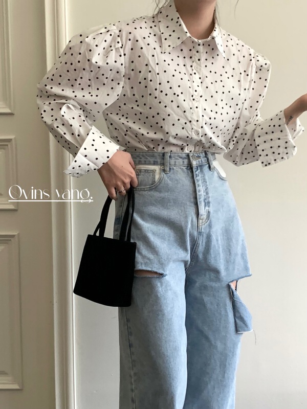 [ovinsyang] cool and cute Polka Dot Shirt 8577\wtt
