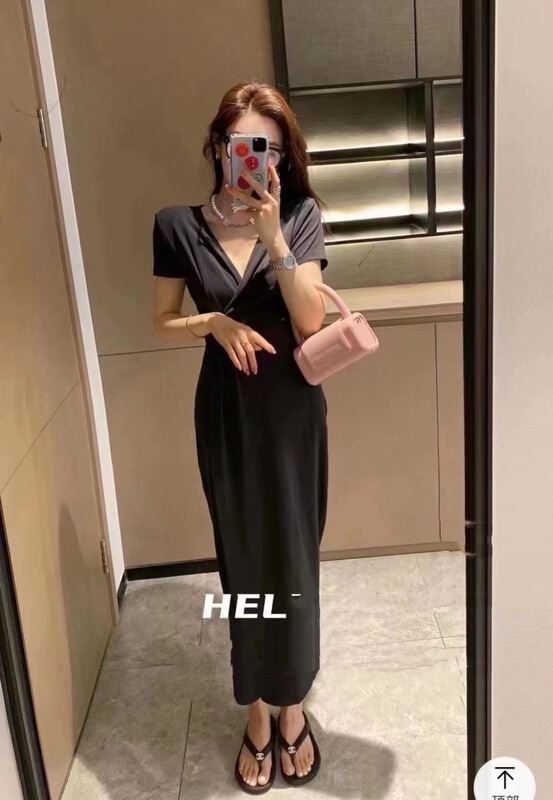 [13C. Studio] solid color Pullover short sleeve dress ys1-8988# PCZ