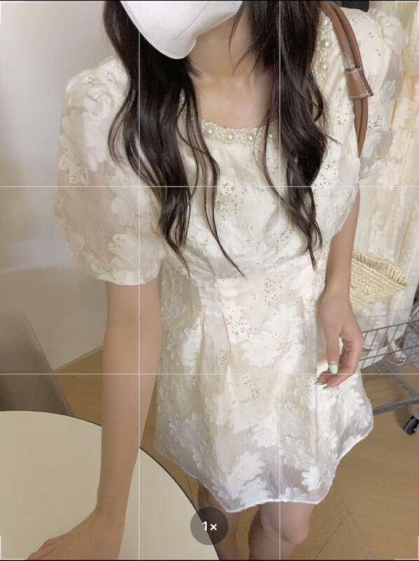 [thirten thirteen] pearl collar lace gentle short dress 3120# XYY