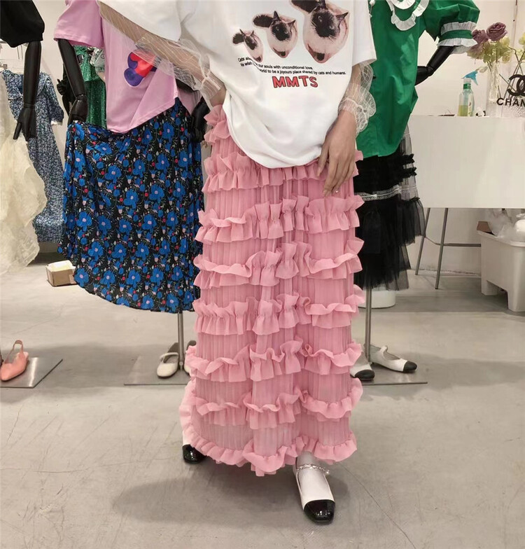 New in early summer! [rich rich] fashionable medium length skirt with fungus edge 779# zyh