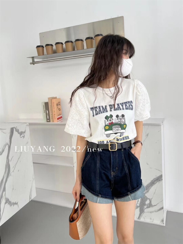 [liu-y] sleeve double stitched short sleeve T-shirt 16782# XJ