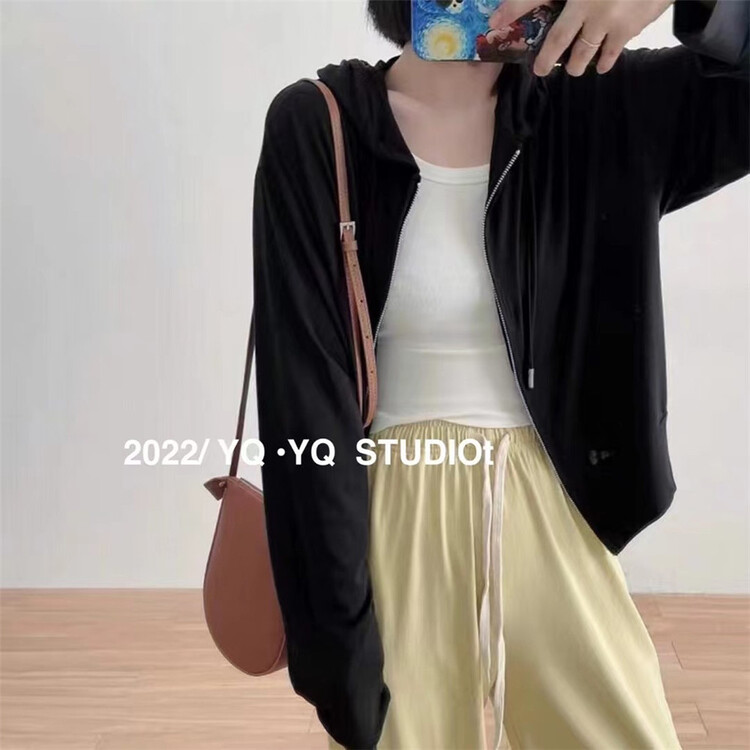 [yyq] hooded zipper fashion sunscreen shirt 1008# L