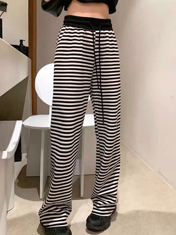 [love in clothes] classic black and white striped casual pants 2230# Cl