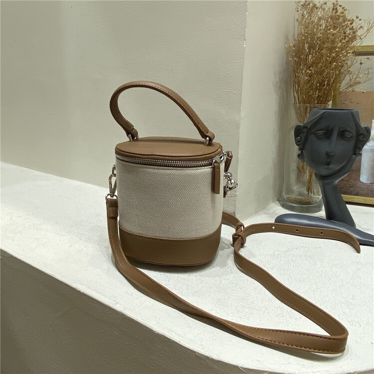 [misslan] linen color matching portable cylinder messenger bag (with shoulder belt) e132# XJ