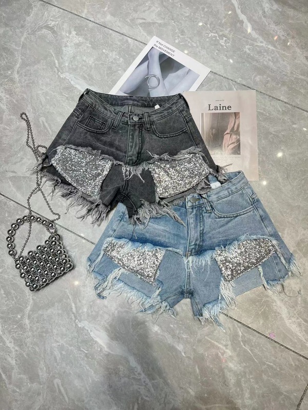 [Xiaoyan family] Sequin fashion design denim shorts ys1-9003# XYJ