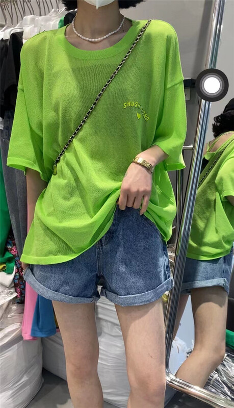 [D +] casual round neck loose ice silk short sleeve T-shirt 2216-1# lwy