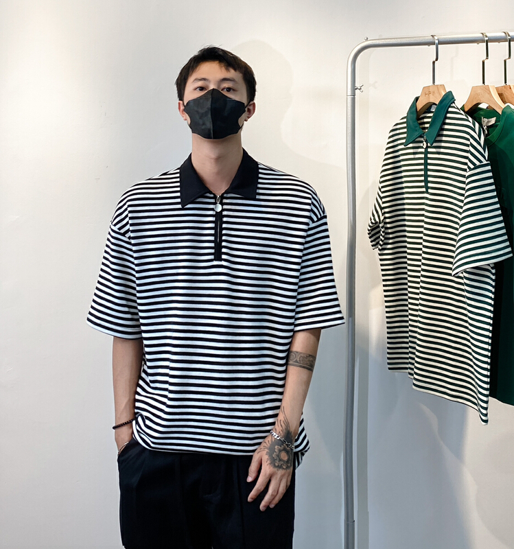 [TPY] Korean striped versatile polo shirt 6157# ZZL