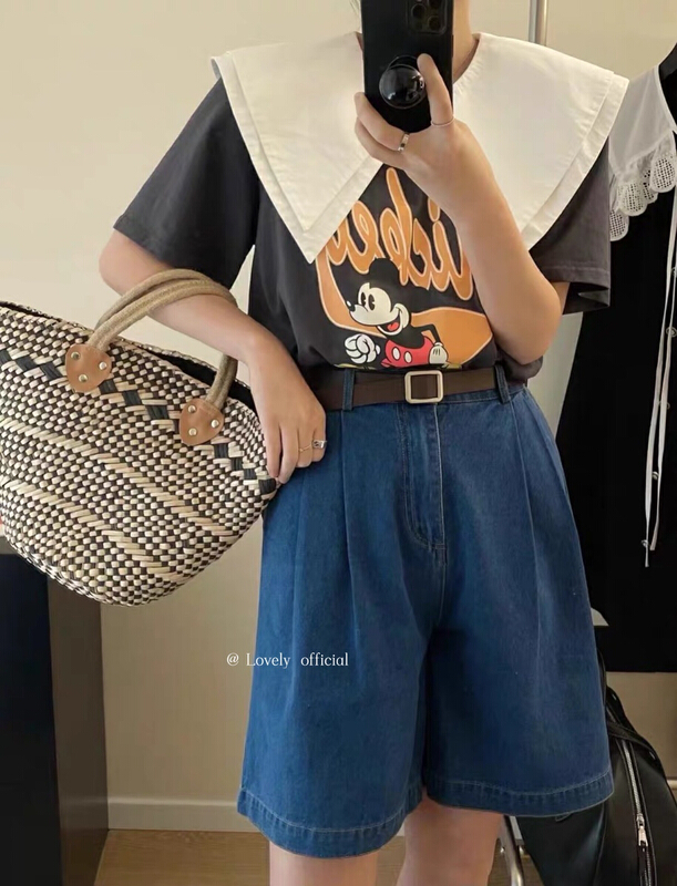 [love] Korean cartoon printed short sleeve T-shirt z0898# HBx