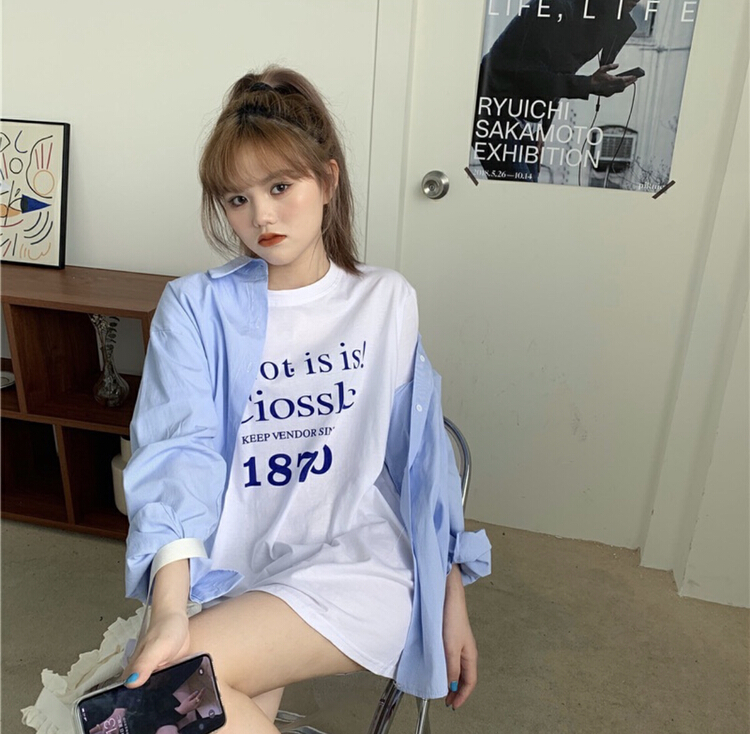 New year in early spring! [Gangan] loose letter versatile short sleeve T-shirt 8457# ll