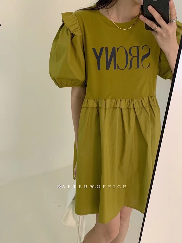 [after. 90] round neck letter comfortable dress m2280# ll