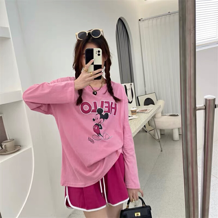 [blue show] Mickey letter sunscreen long sleeve + versatile Shorts Set 8163# LSW