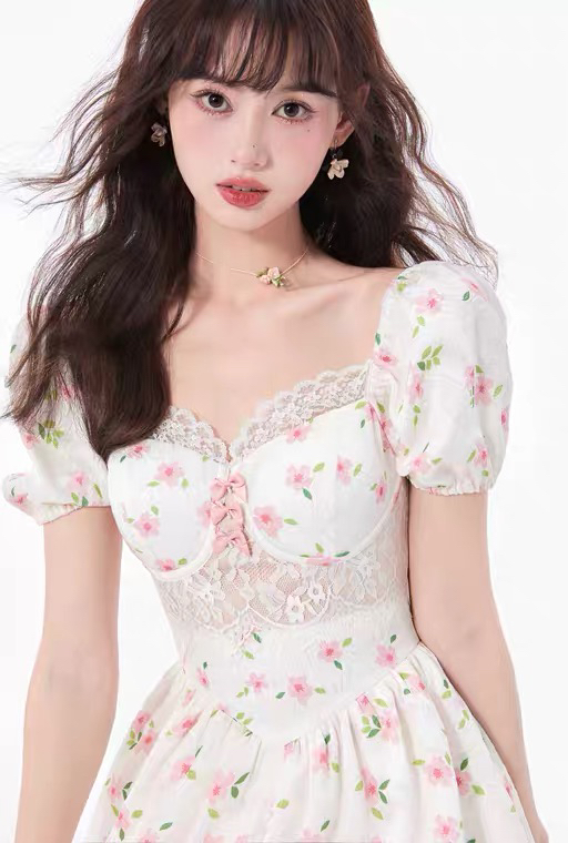 goods in stock! [Kiki studio] small fresh and thin short sleeved dress 5805# hjy