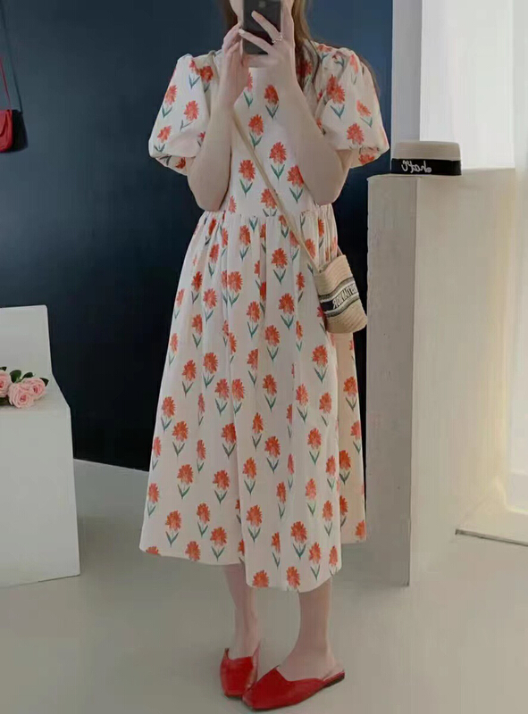 [RS] bubble sleeve floral dress rs1662# XYY