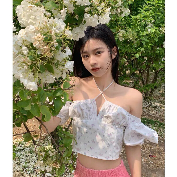 [rasion] French retro temperament high sense sexy sweet spicy chic square neck bubble sleeve blouse 6471# LSL
