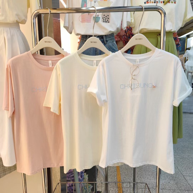 New in early summer! [Momo] Korean simple and versatile short sleeve T-shirt 3875# HBx