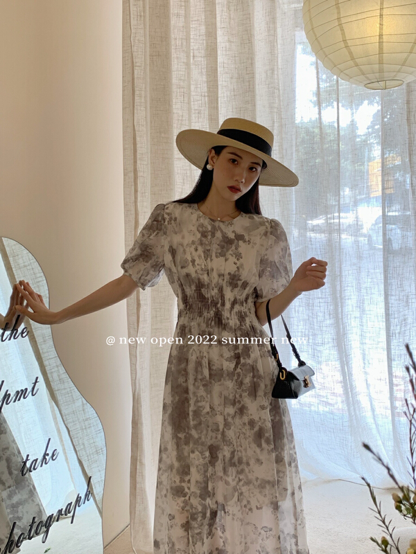 [new open] French ink halo dyed Tencel dress hl22728# zxl