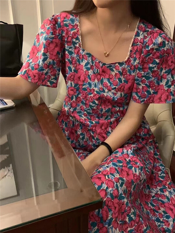 [m.zi studio] fashion temperament waist closing floral dress 6968# HBx