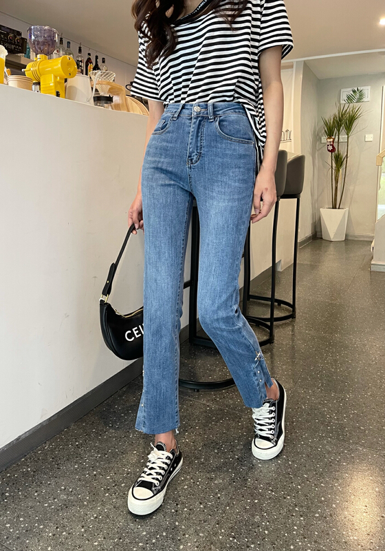 New in early summer! [enxier] comfortable and versatile split casual jeans k1201# L