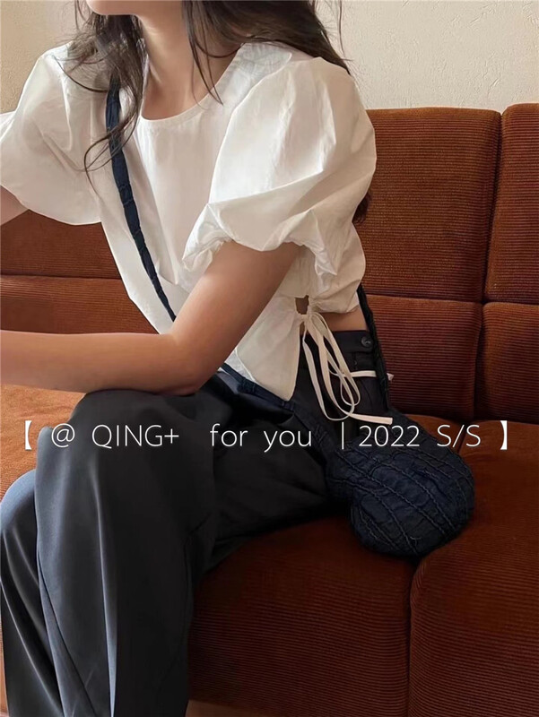 【青青家】簡約百搭純色泡泡袖小衫  2048#  XYY