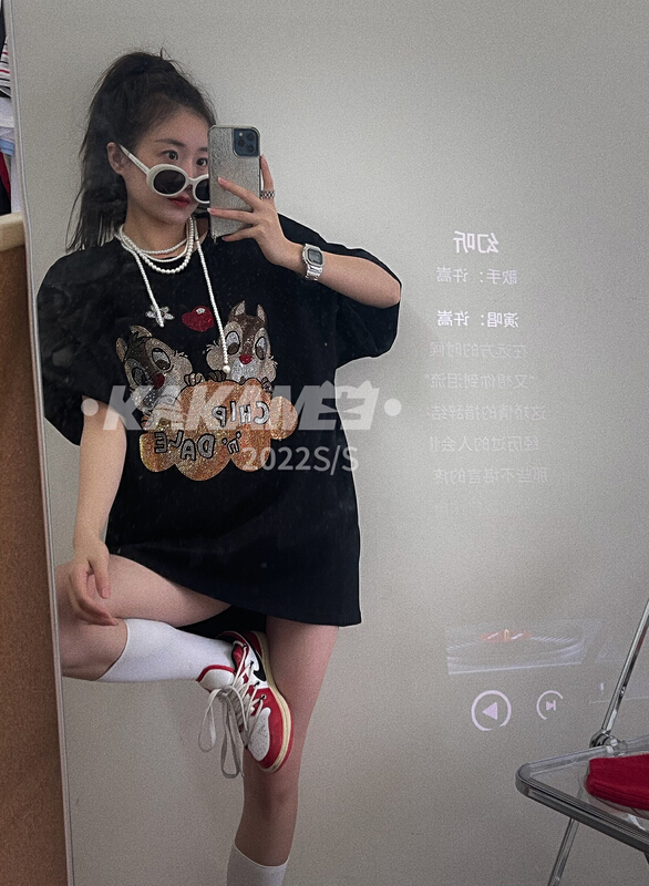 [kakamee] craft style hot a diamond flash diamond squirrel # large short sleeve T-shirt 3963# LSL