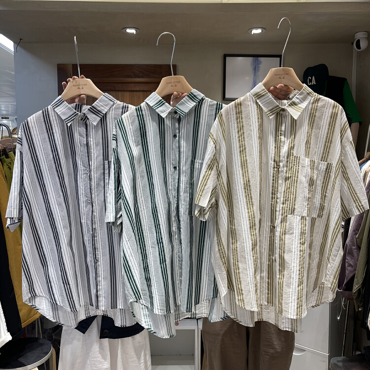 [fabric] fashion loose striped shirt 592022# XYY