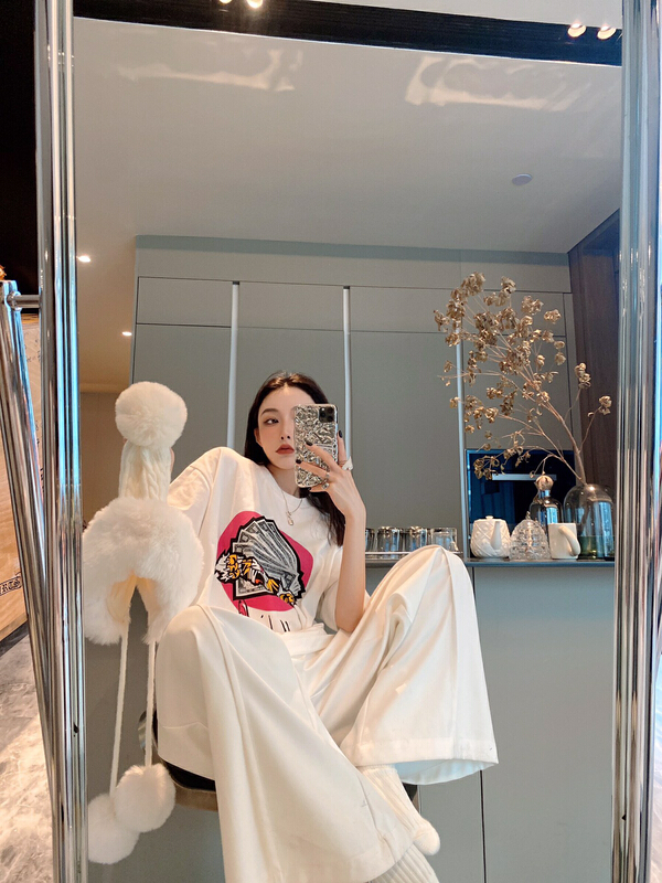 [Nancy] funny money in the year of the tiger back tail print short sleeve T-shirt bs8816# WPL