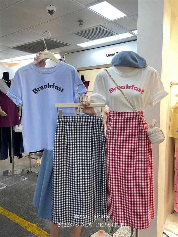 [new August] crew neck casual lettered printed short sleeve T-shirt (without matching) 6182# HBx