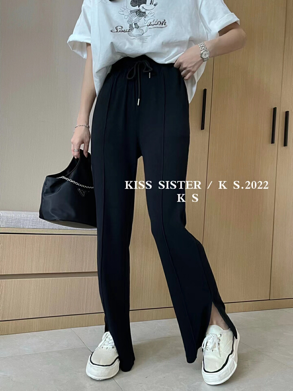 原價94.99! 早春上新!【KISS SISTER】高腰顯瘦開叉百搭休閒褲  9012#  OZQ