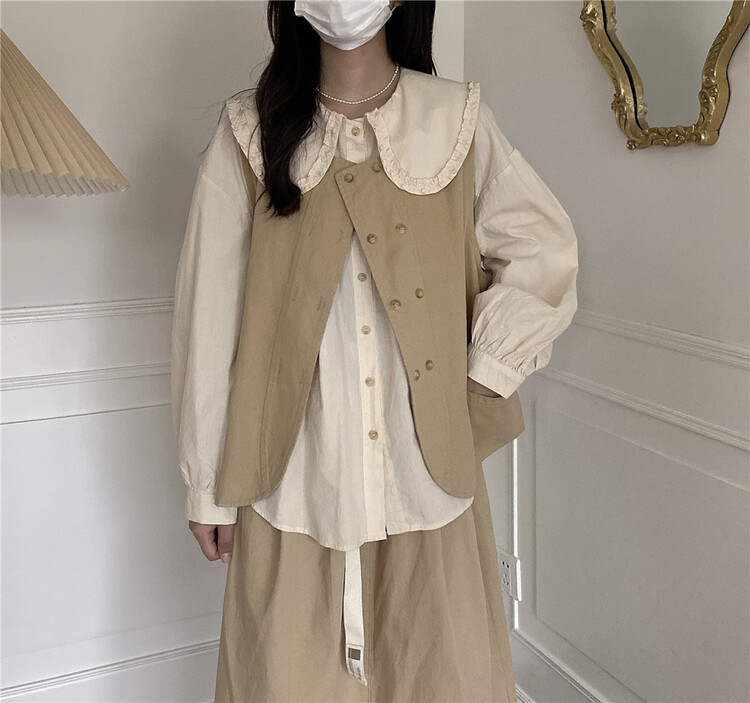 [NZJ] double breasted comfortable Korean vest (only selling vest) 820050# L