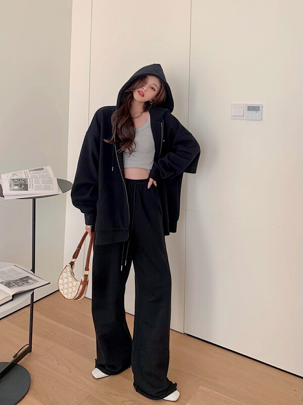 Original price 89.11! New year in early spring! [11An] woolen edge clean color wide leg floor dragging casual pants a6069# LSL
