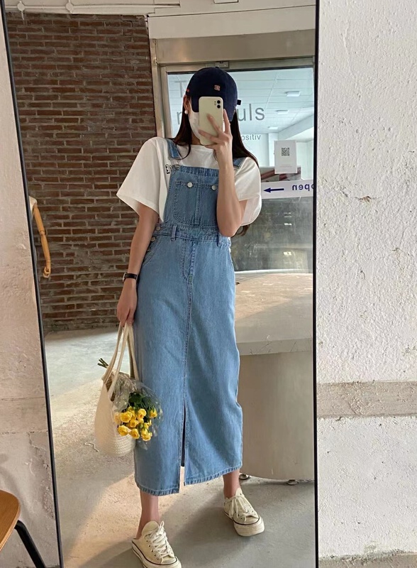 [ZhuYue] Korean version of slit casual strap skirt 1992# ozq