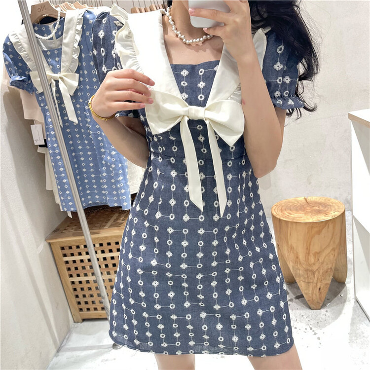[NC Editio n (new color] Korean style auricle edge stitched waist closing dress z2512# zxx