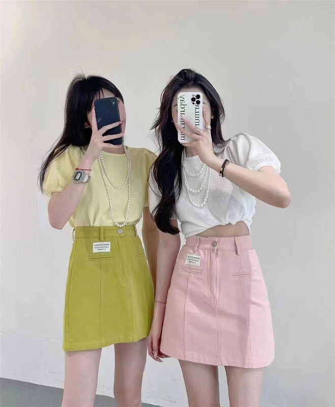 New in early summer! [am] simple round neck short shirt 3308# JJ