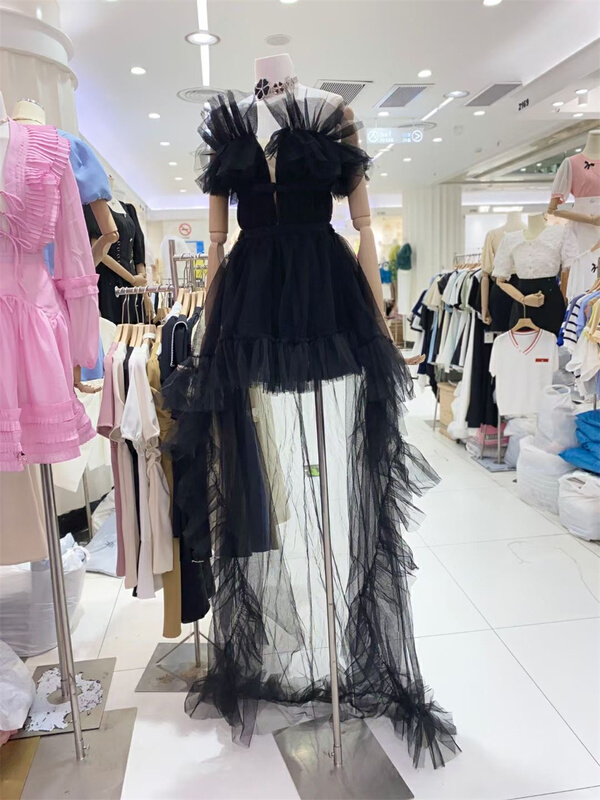 [spy] Celebrity Slim short strapless dress (with detachable tail) 9617-1# JJ