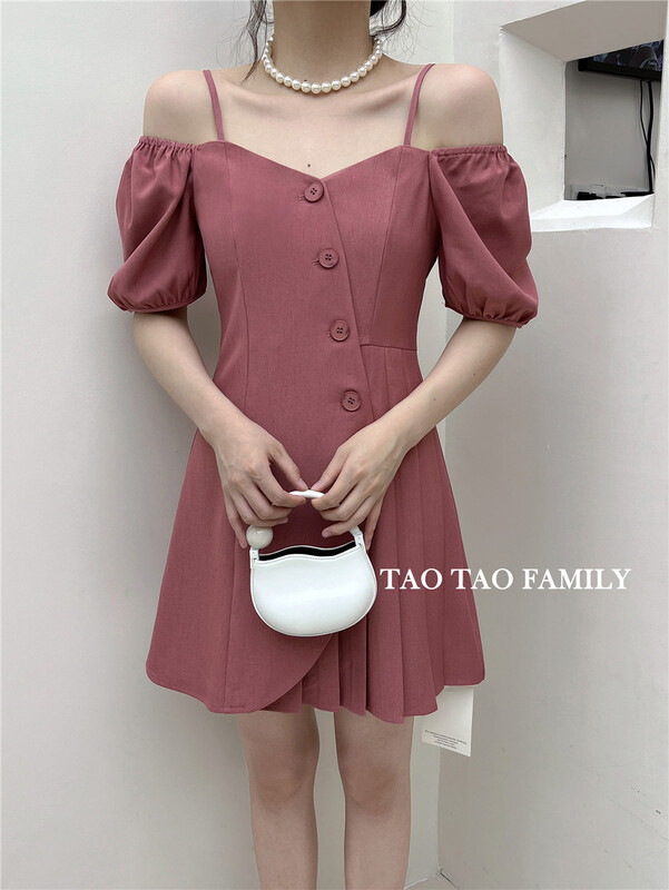 [Taotao family] sweet pleated square neck dress 3665# lwy