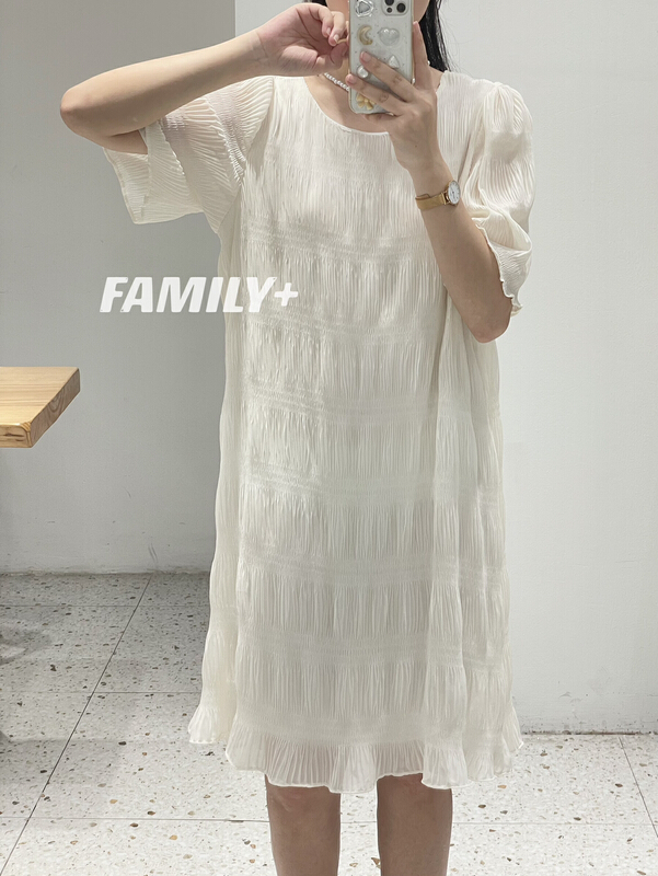 New in early summer! [family +] Korean wrinkled loose dress 22351# ozq