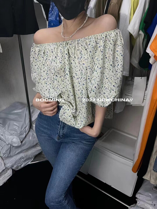 [looming] shoulder length floral blouse 2354# zxl