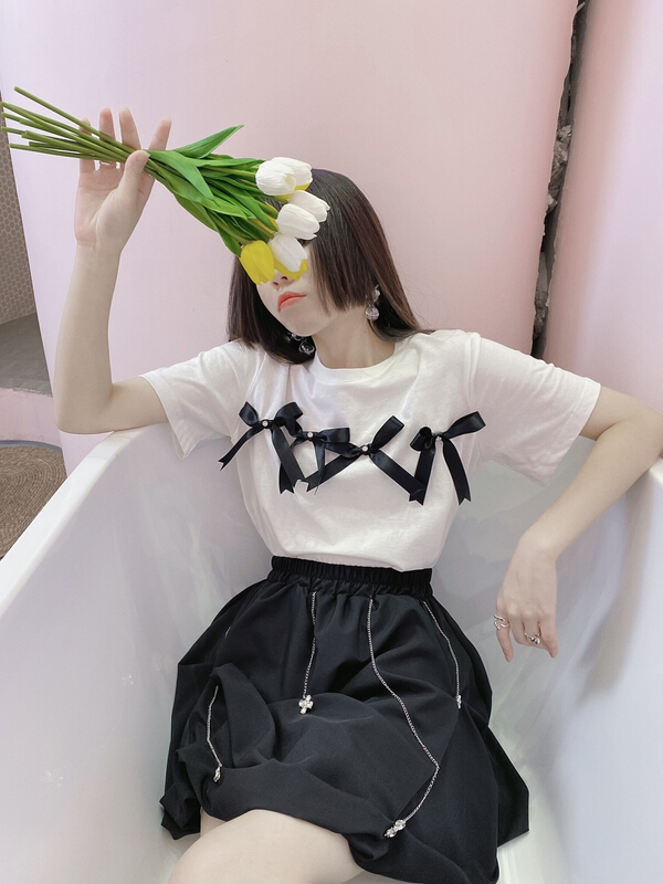 New in early summer! [twins] niche design fashion short sleeve T-shirt 3050# hjy