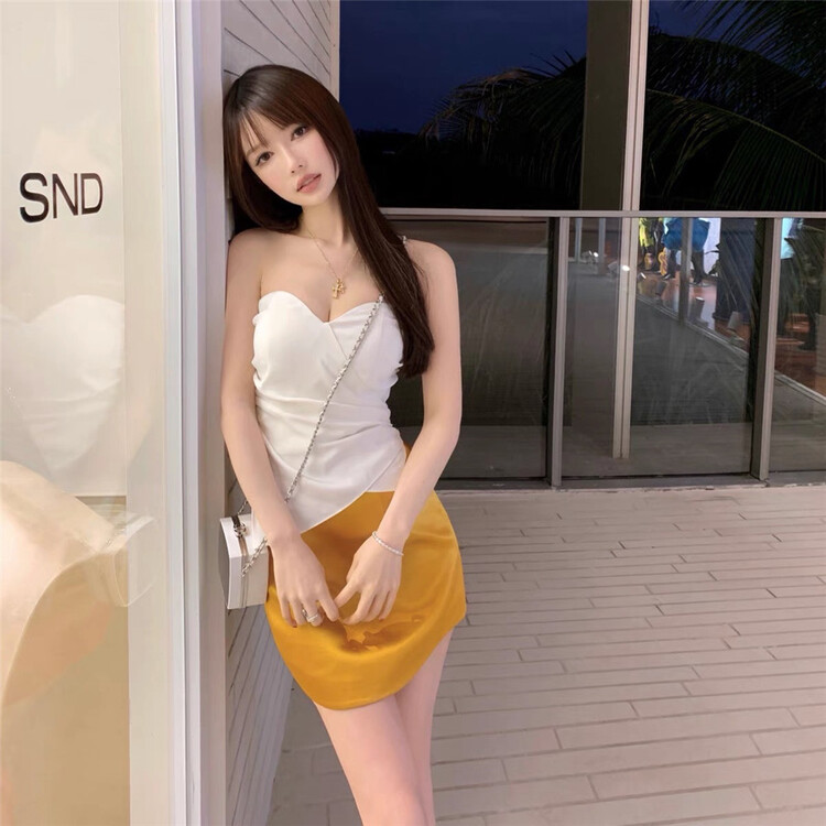 goods in stock! [Linna] Korean pure color versatile temperament skirt 90119# zxx