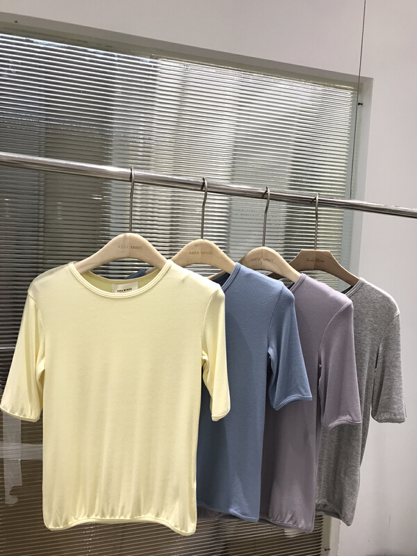 [Abra] crew neck simple and versatile short sleeve T-shirt 89288# XJ