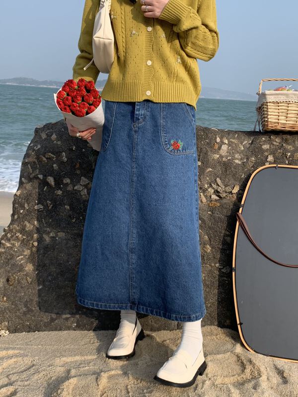 New year in early spring! [from Anna] Korean denim wash skirt 6087# LSW