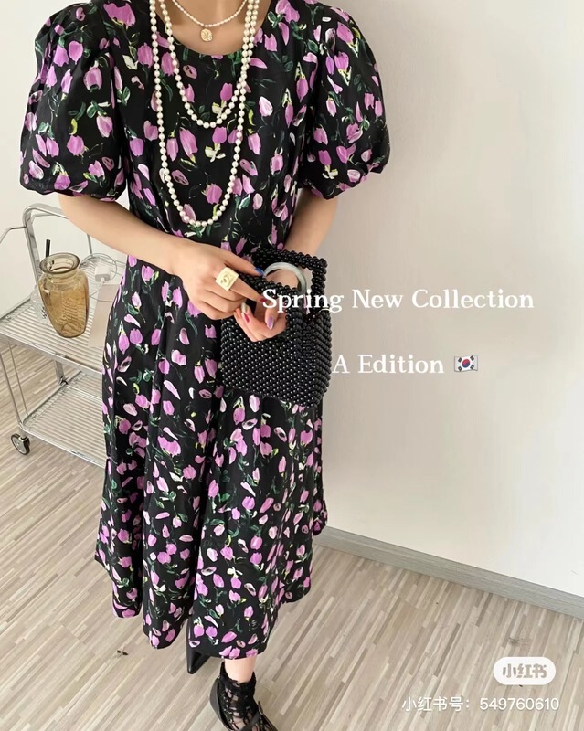 [zicci] French floral bubble long sleeve dress 106562# lwy